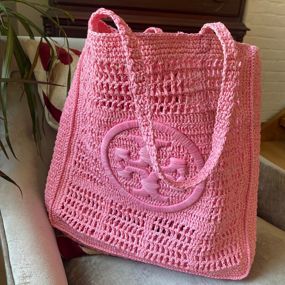 Tory Burch New release ‘23 Pink raffia Tote NWOT